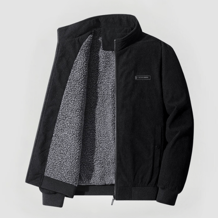 Veste Homme en Velours Côtelé Premium – Col Montant Doublé Polaire Hiver