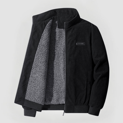 Veste Homme en Velours Côtelé Premium – Col Montant Doublé Polaire Hiver