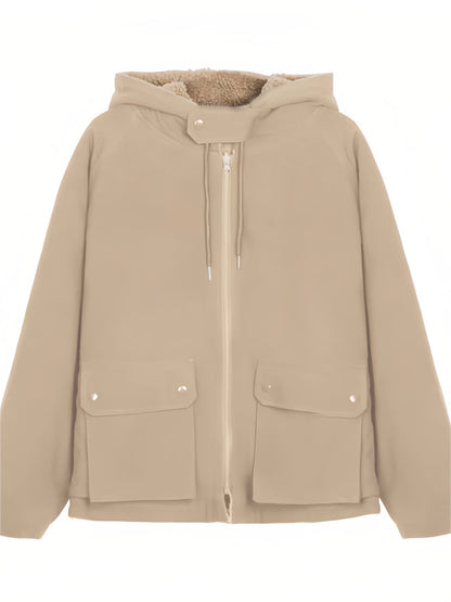 Parka Femme Élégante en Polaire Épaisse – Manteau Oversize à Capuche