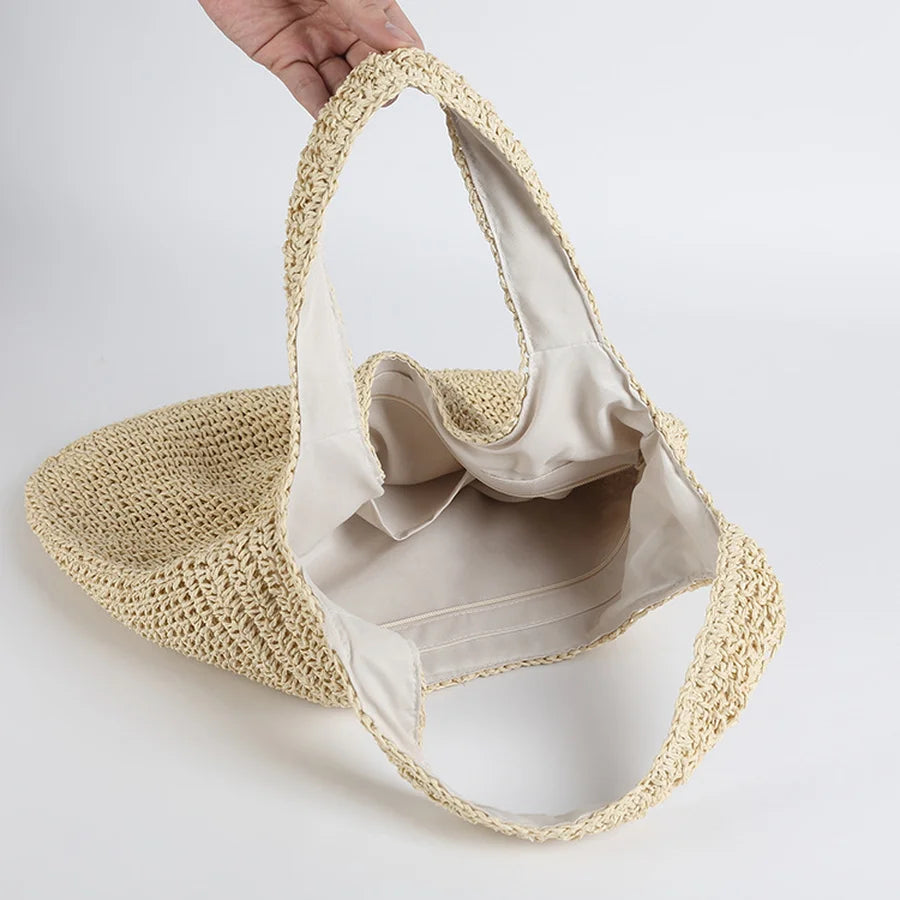 Sac de plage élégant en paille pour femme
