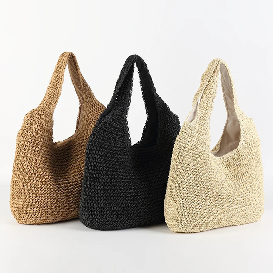 Sac de plage élégant en paille pour femme