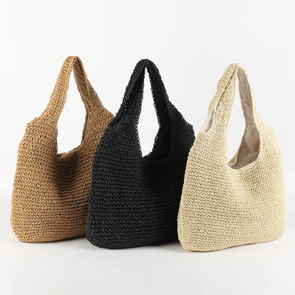 Sac de plage élégant en paille pour femme