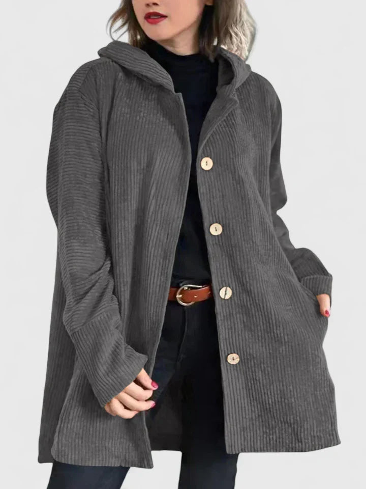 Veste à Capuche en Côtelé pour Femme – Manteau Décontracté Premium à Coupe Relax