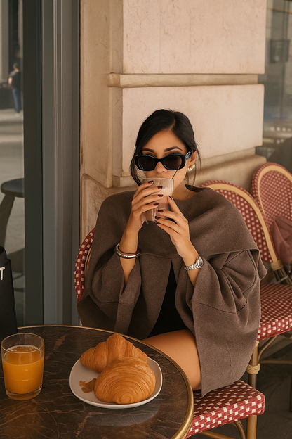 Cape Écharpe Élégante Femme – Manteau Asymétrique Oversize en Maille