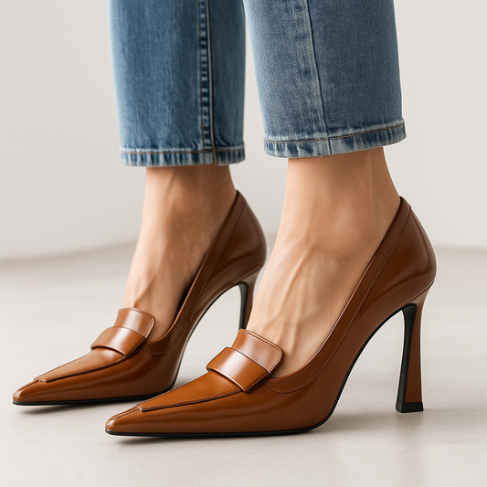 Women's Patent Leather Pumps – Elegant Pointed Toe Shoes
