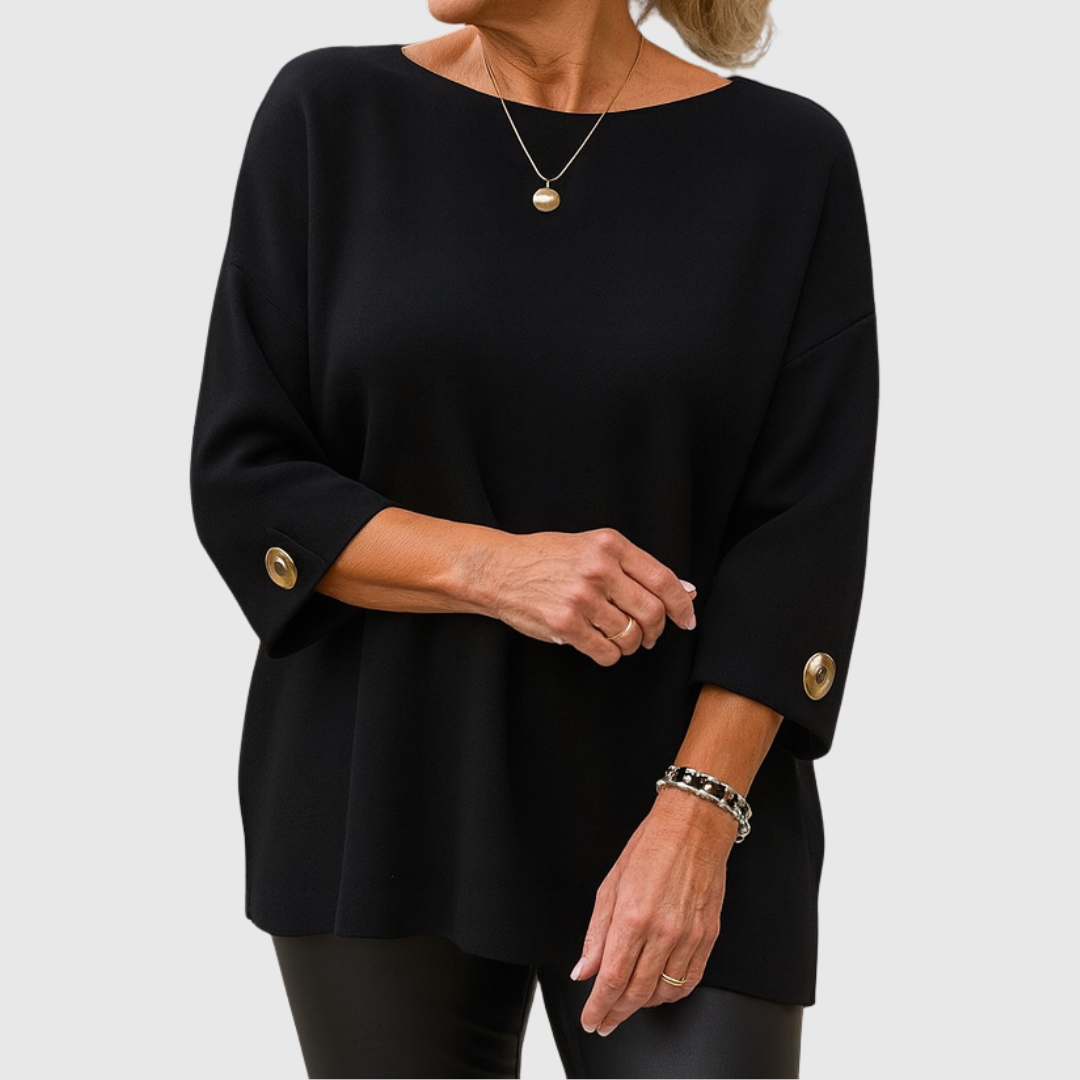 Pull Femme à Manches Mi-Longues et Col Rond – Pull Tricot Doux et Élégant