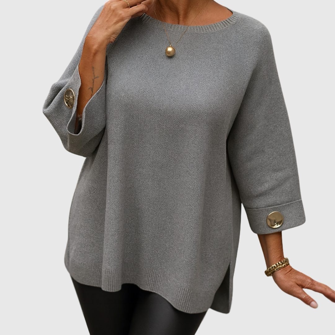 Pull Femme à Manches Mi-Longues et Col Rond – Pull Tricot Doux et Élégant