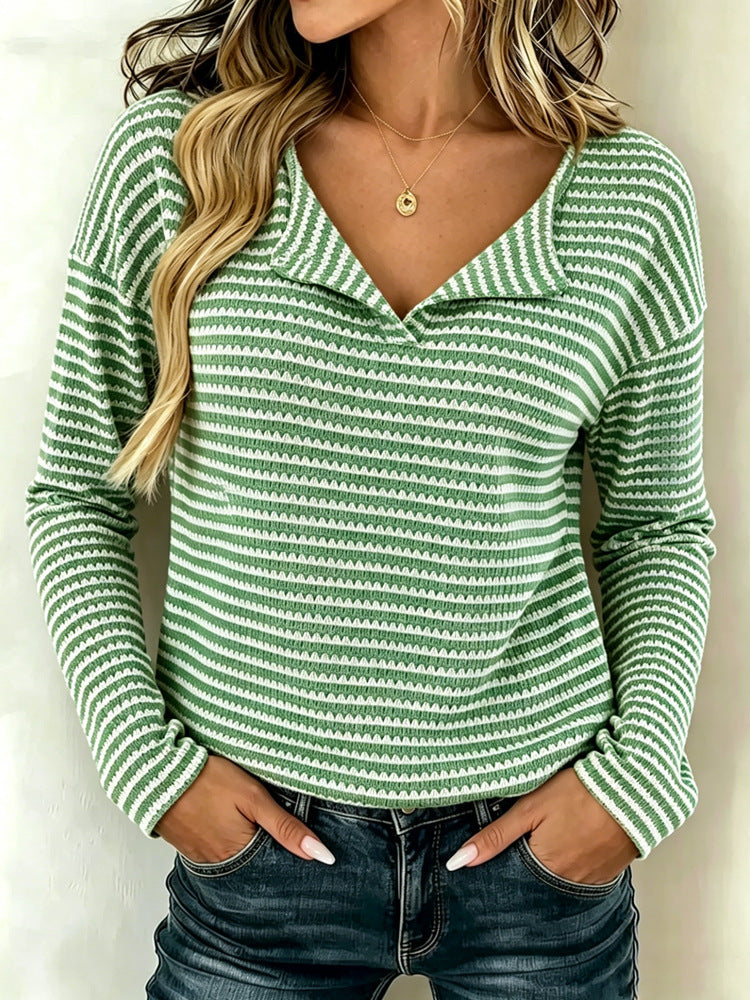 T-Shirt Femme Décontracté Multicolore à Manches Longues – Style Doux et Confortable au Quotidien