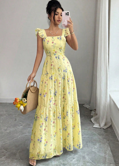 Women's floral dress with thin straps French style - Light and romantic