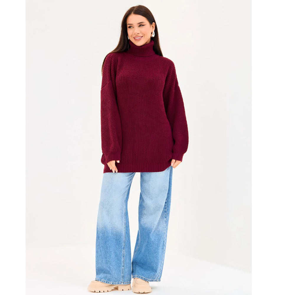 Women's knitted turtleneck top - Trendy and warm