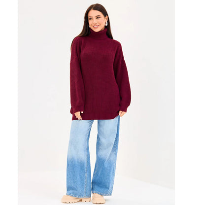 Women's knitted turtleneck top - Trendy and warm