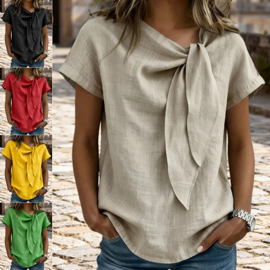 T-shirt femme manches courtes en coton mélangé léger