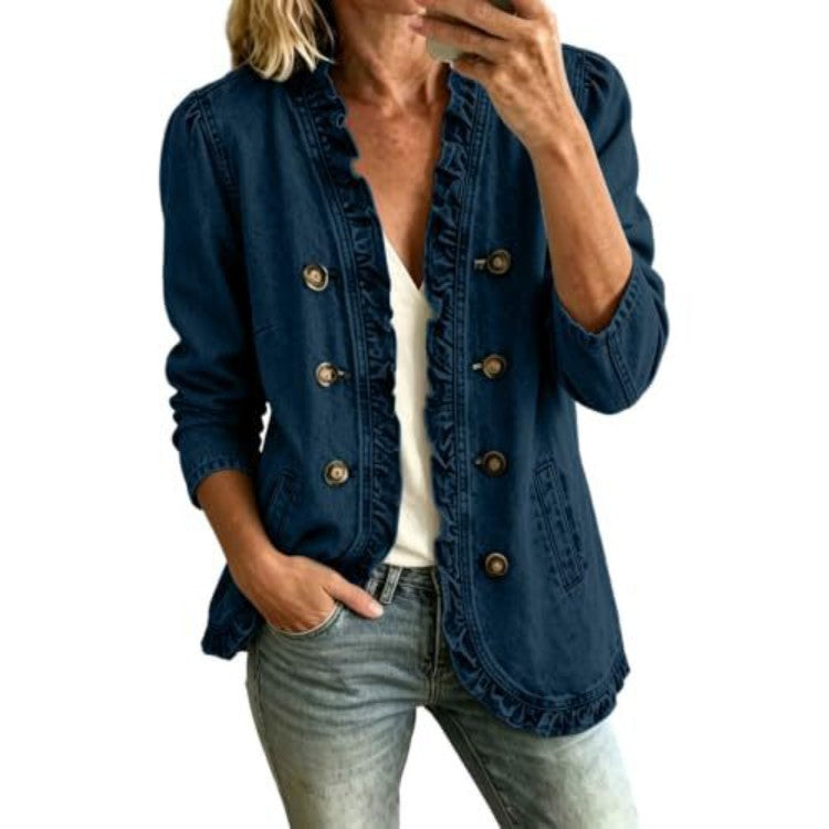 Giacca di jeans da donna con fondo svasato e bottoni - Casual e originale