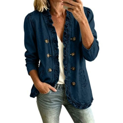 Giacca di jeans da donna con fondo svasato e bottoni - Casual e originale