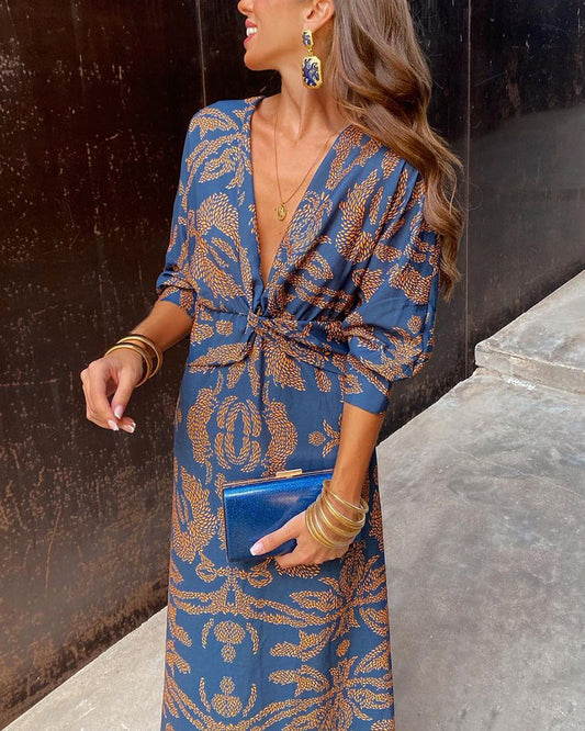 Robe Midi Élégante à Décolleté en V Femme – Coupe Flatteuse, Détail Raffiné