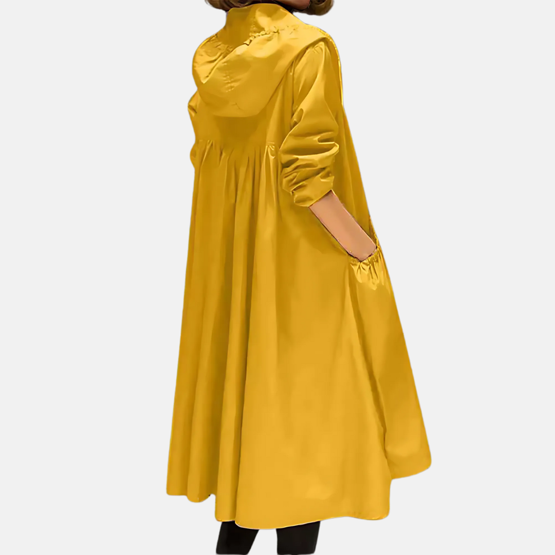 Abrigo largo impermeable de mujer con capucha - Protector y práctico