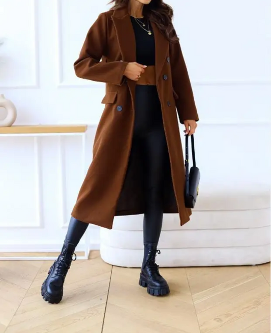 Trench-Coat Long Ajusté pour Femme – Confort Élégant Automne Hiver