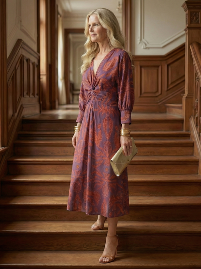 Natural Wrap Midi Dress for Women - Soft and Flattering