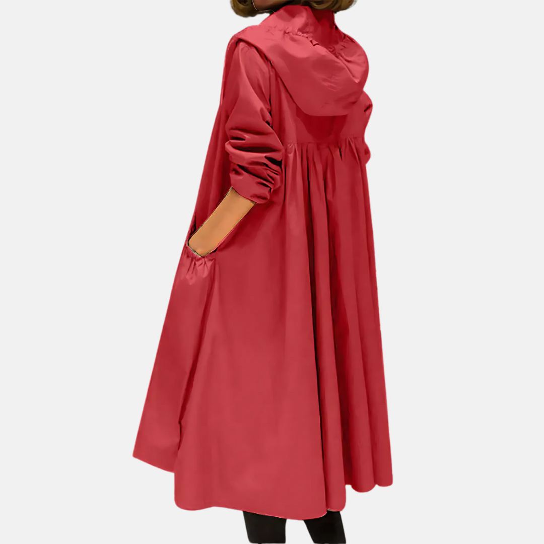 Abrigo largo impermeable de mujer con capucha - Protector y práctico