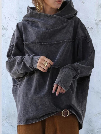 Felpa con cappuccio da donna effetto denim slavato – Casual e moderna