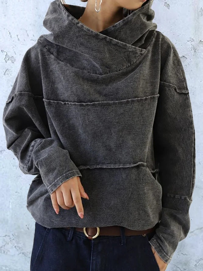 Felpa con cappuccio da donna effetto denim slavato – Casual e moderna