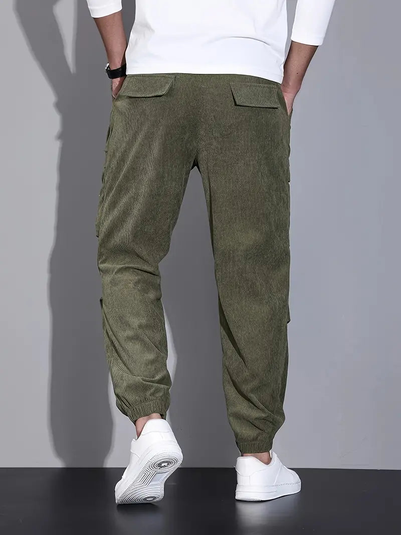 Pantalon Cargo Ajusté pour Homme – Pantalon en Velours Côtelé Confortable