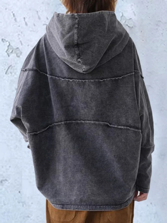 Felpa con cappuccio da donna effetto denim slavato – Casual e moderna