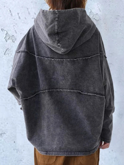 Felpa con cappuccio da donna effetto denim slavato – Casual e moderna