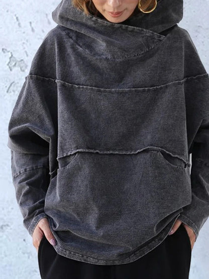 Felpa con cappuccio da donna effetto denim slavato – Casual e moderna