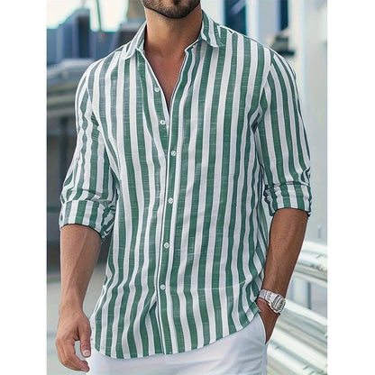 Chemise rayée élégante pour homme – Manche longue style décontracté et moderne