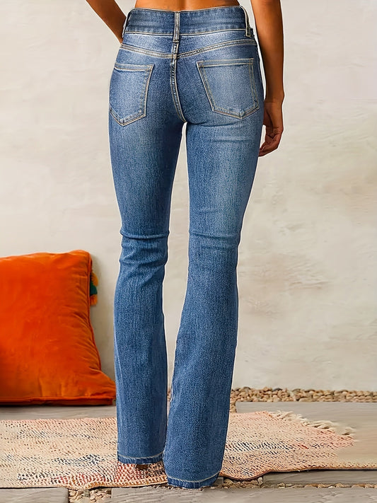 Vaqueros acampanados de cintura alta para mujer, de lujo: estilo moderno, favorecedor y de tendencia.