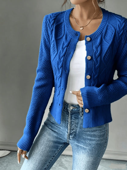 Cárdigan de punto trenzado para mujer con botones - Elegante y suave
