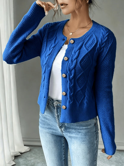 Cárdigan de punto trenzado para mujer con botones - Elegante y suave