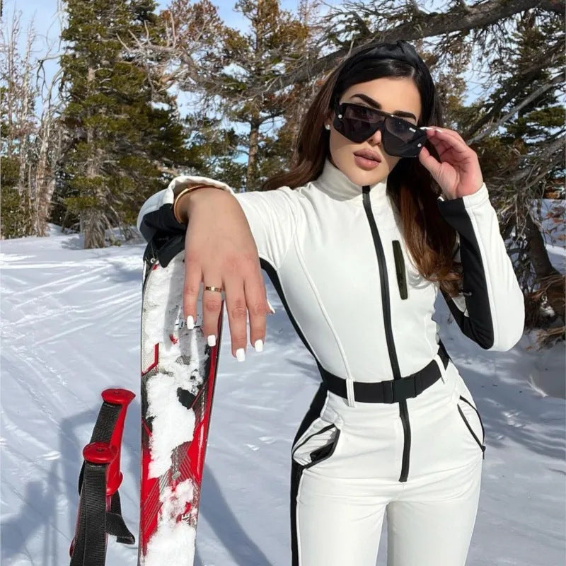Combinaison de Ski Taille Haute pour Femme – Combinaison Hivernale Isolée Fermeture Éclair