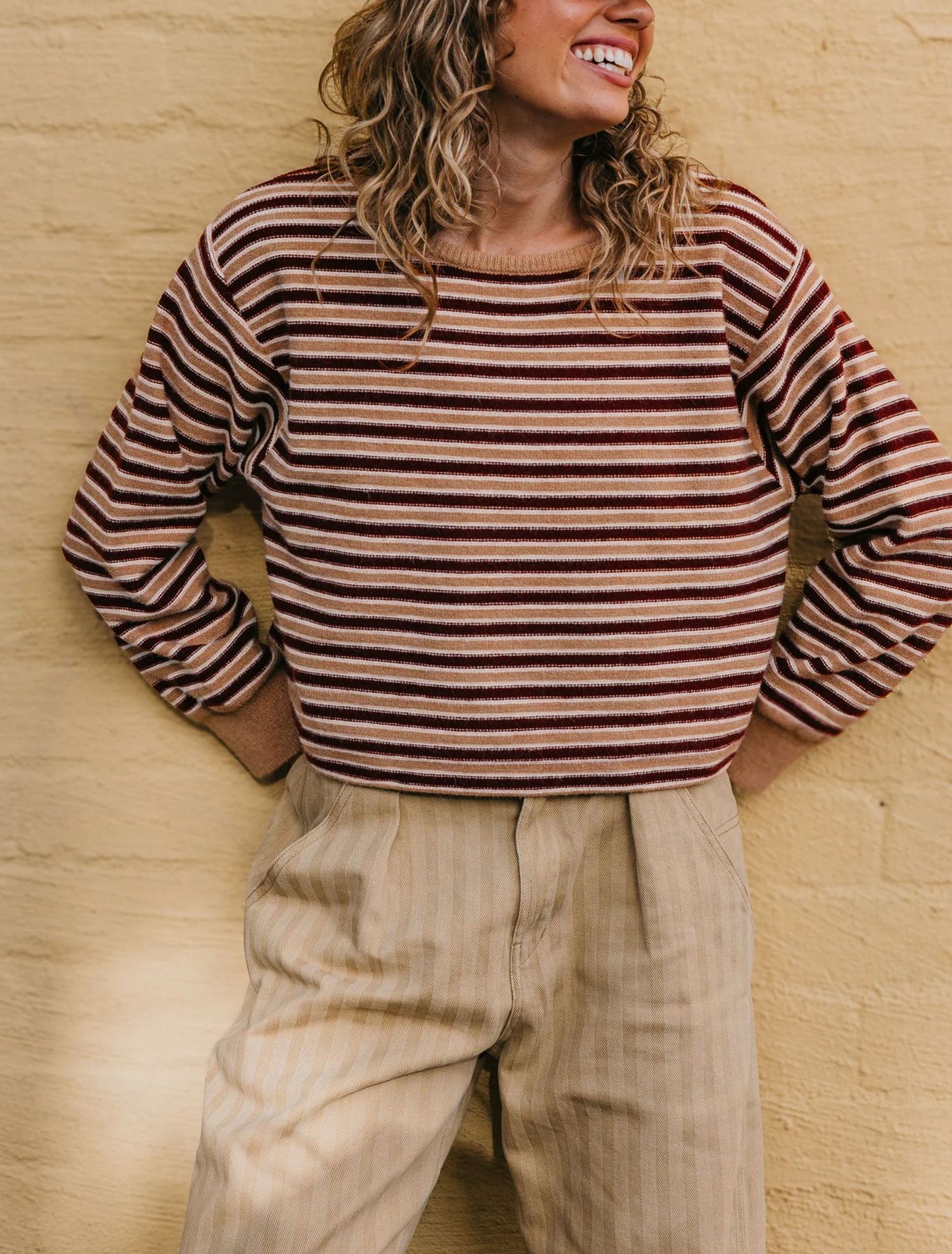 Pullover da donna in maglia a righe color block - Morbido e moderno