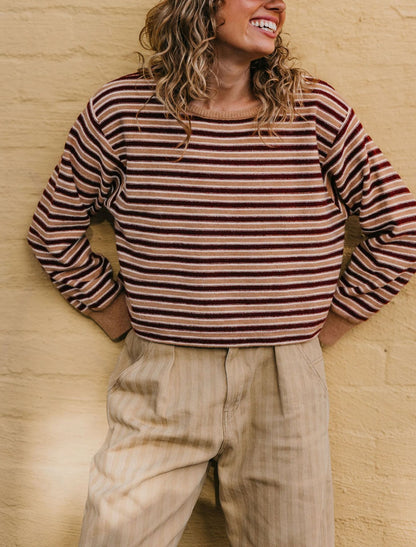 Pullover da donna in maglia a righe color block - Morbido e moderno