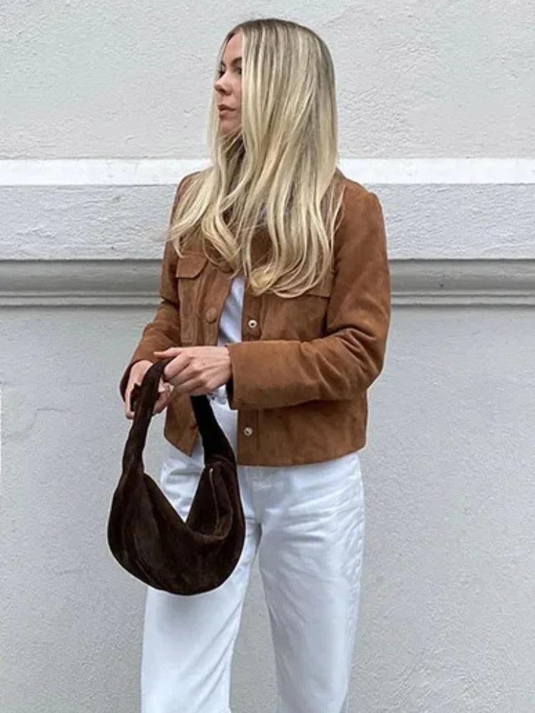 Veste élégante en daim pour femme - Vêtements d'extérieur stylés