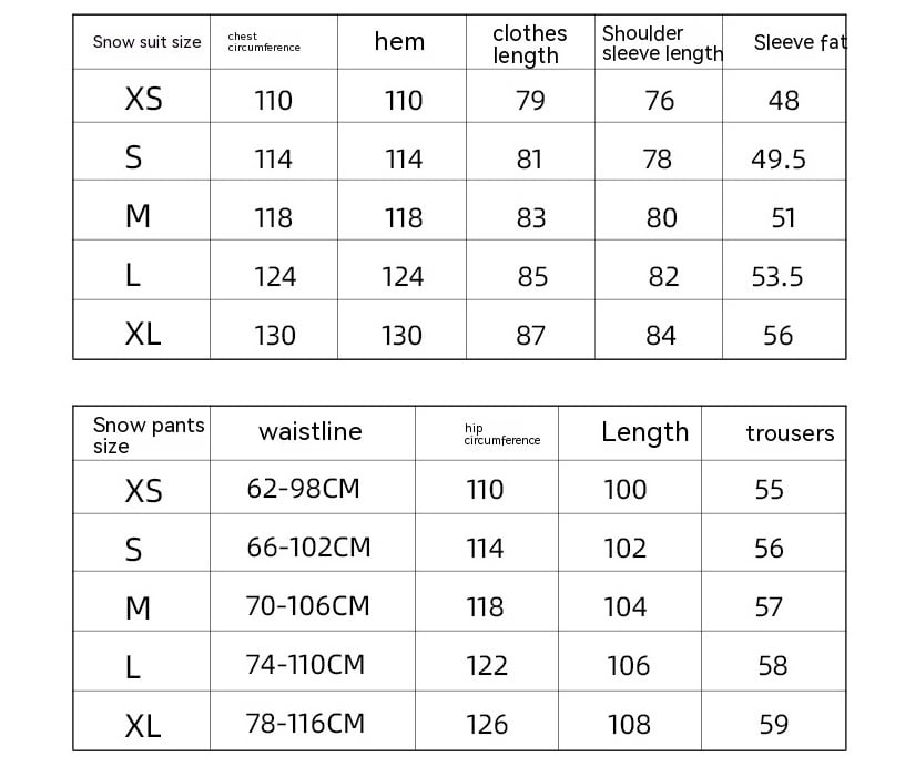 Ensemble de Ski Hivernal Unisexe – Tenue de Neige Respirante et Isolée en Deux Pièces