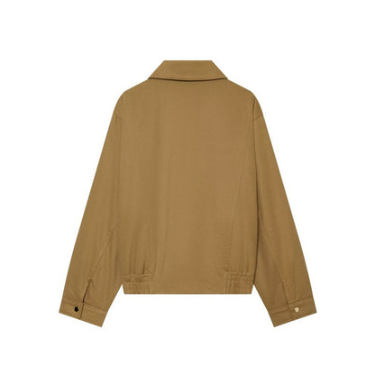 Women's cotton notched-lapel jacket with large pockets - Chic and versatile