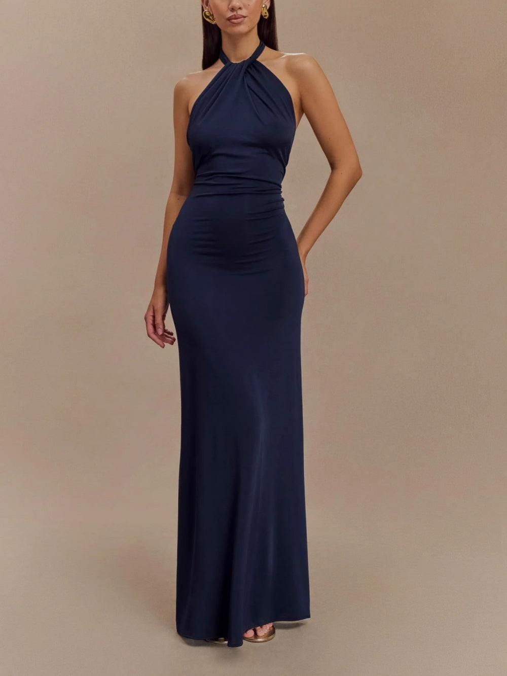 Robe Maxi Dos-Nu Femme à Fronces – Coupe Élégante et Fluide