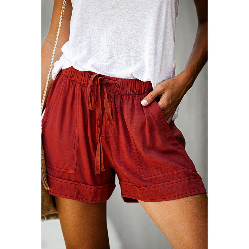 Pantalón corto de mujer de talle alto y pierna ancha - Ligero y relajado