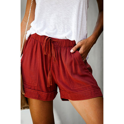 Pantalón corto de mujer de talle alto y pierna ancha - Ligero y relajado