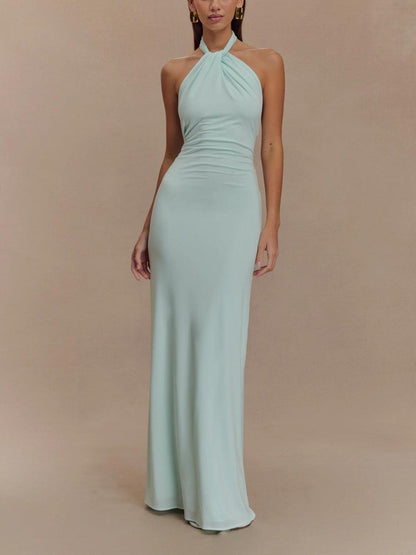 Robe Maxi Dos-Nu Femme à Fronces – Coupe Élégante et Fluide