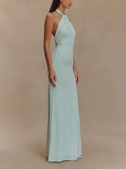 Robe Maxi Dos-Nu Femme à Fronces – Coupe Élégante et Fluide