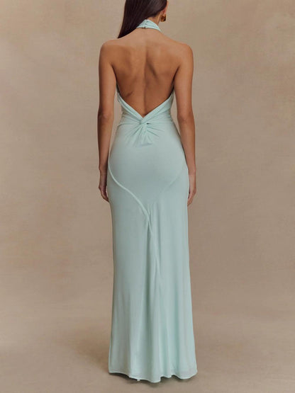 Robe Maxi Dos-Nu Femme à Fronces – Coupe Élégante et Fluide