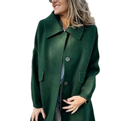 Women's casual single-breasted wool jacket – Elegant and warm everyday style