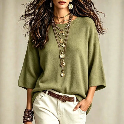 Jersey holgado de mujer - Con mangas anchas y cuello redondo