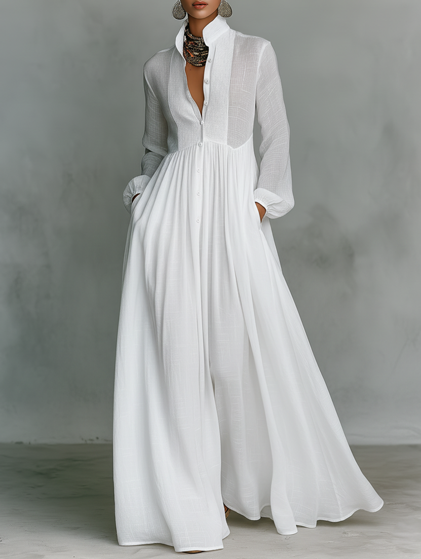 Robe maxi femme boutonnée sur le devant - Fluide et elegante