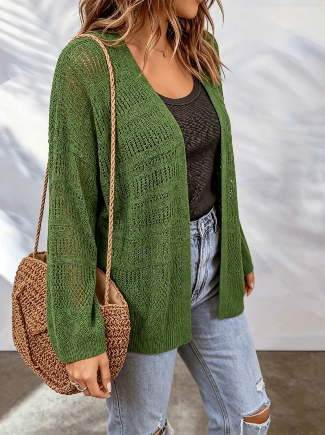 Cardigan femme ajoure en maille legere