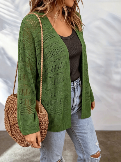 Cardigan femme ajoure en maille legere